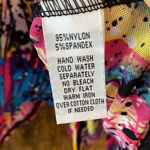 Mishca Sz S Fuschia Pink Paint Spattered Mesh Stretch Contemporary Swim Cover - Picture 8 of 8